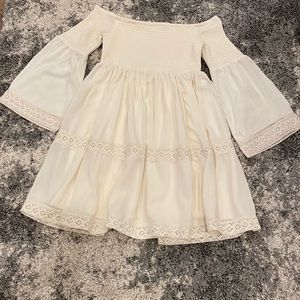 Torrid Off the Shoulder Smocked Cream Dress